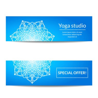 Afiş ile yoga stüdyosu için beyaz mandala ayarla