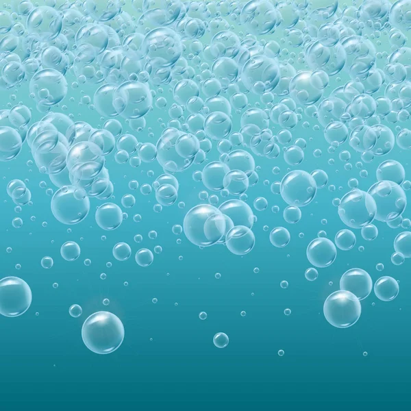 Realista bolhas de água fundo — Vetor de Stock
