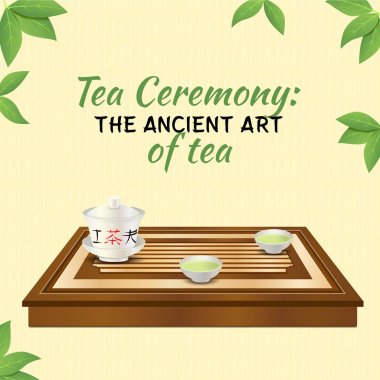 Tea ceremony. Wooden tea tray clipart