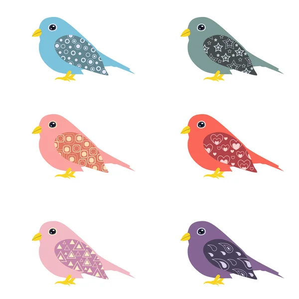 Wektor zestaw kolorowych ptaków ozdobnych — Wektor stockowy