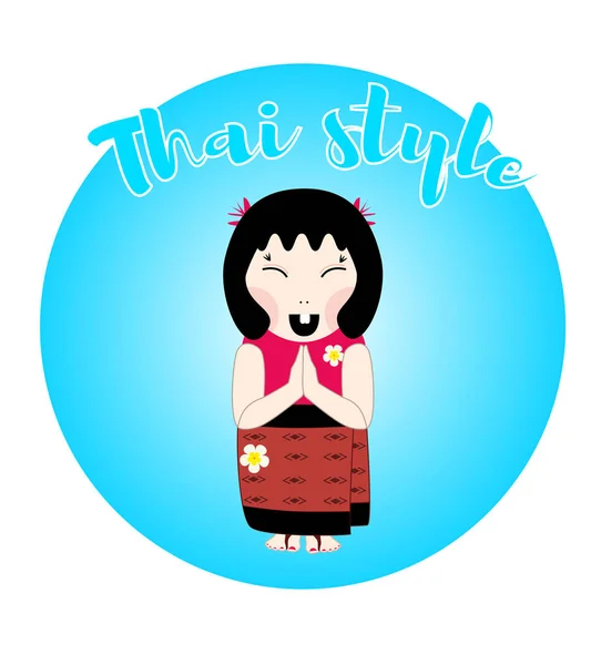 Femme vecteur plat en robe thaï traditionnelle — Image vectorielle