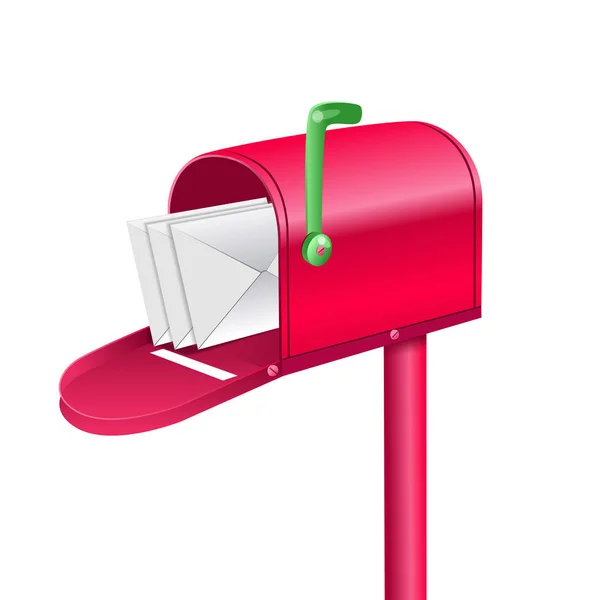 Υπαίθρια κόκκινο γραμματοκιβώτιο είναι πλήρες των γραμμάτων — Διανυσματικό Αρχείο