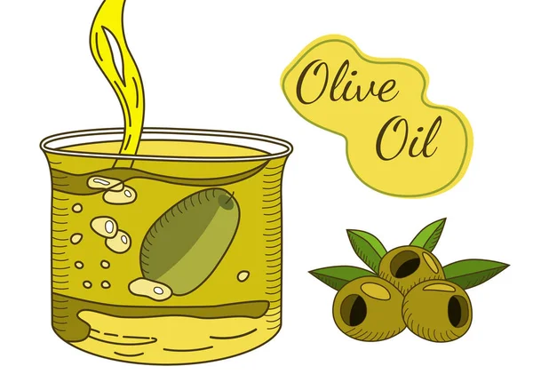 Оливковое масло течёт в стеклянной руке — стоковый вектор