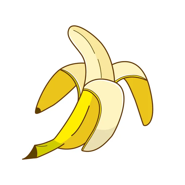Gele geopende banaan cartoon afbeelding — Stockvector