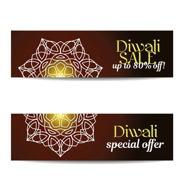 Állítsa be a Diwali nagy transzparensek. Indiai fesztivál a fények. — Stock Vector