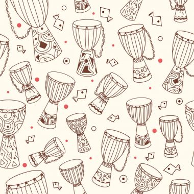 Afrika davul djembe ile etnik seamless modeli
