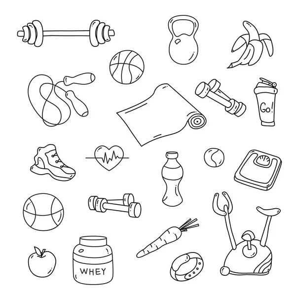 Χέρι γυμναστήριο doodles. Απομονωμένη σετ — Διανυσματικό Αρχείο