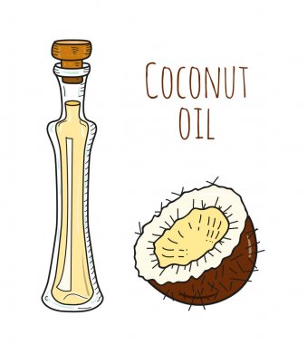 Renkli el çekilmiş Hindistan cevizi yağı şişe