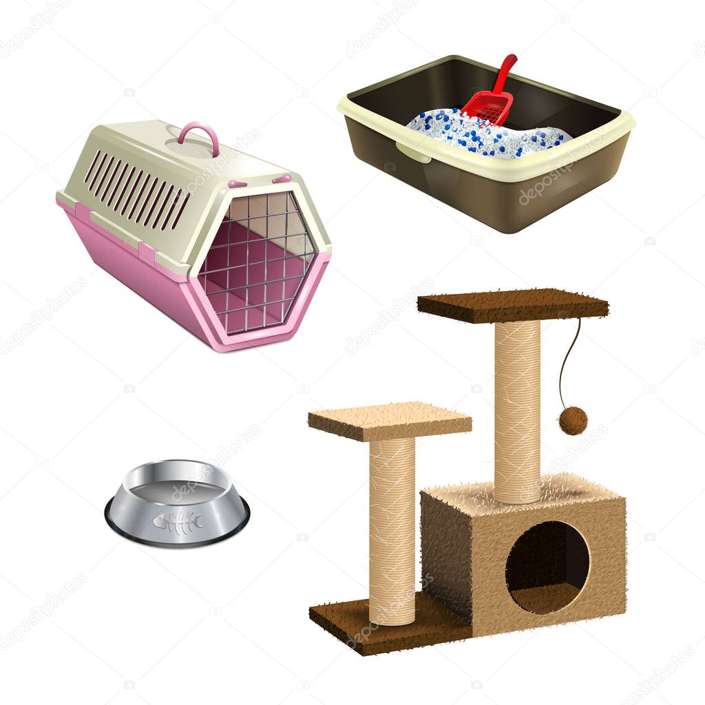 Vector set of pet shop accessories.