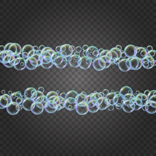 Schampo-skum med färgglada realistiska bubblor — Stock vektor