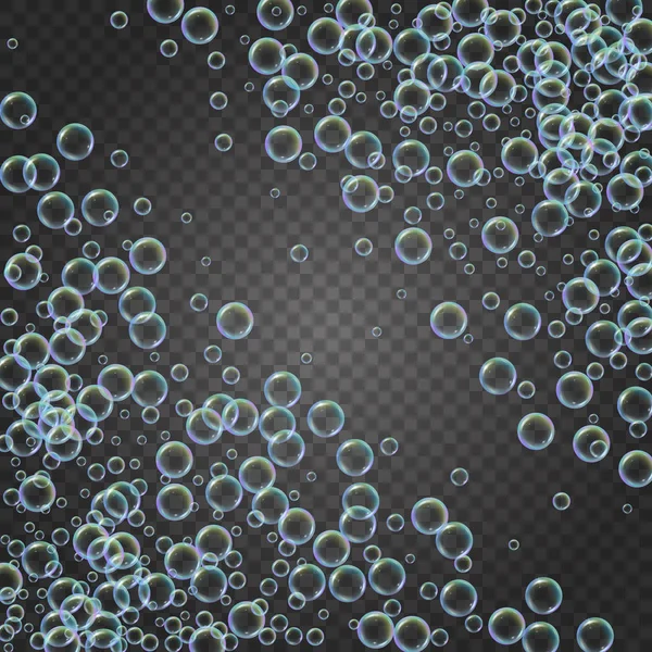 Shampoo foam with colorful realistic bubbles — Stock Vector