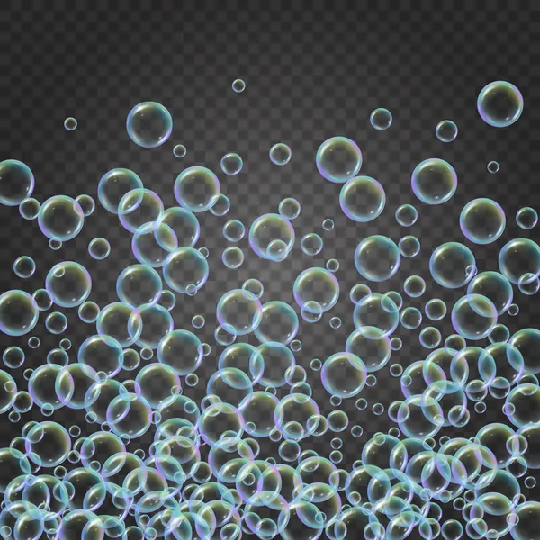 Sjampo-skum med fargerike realistiske bobler – stockvektor