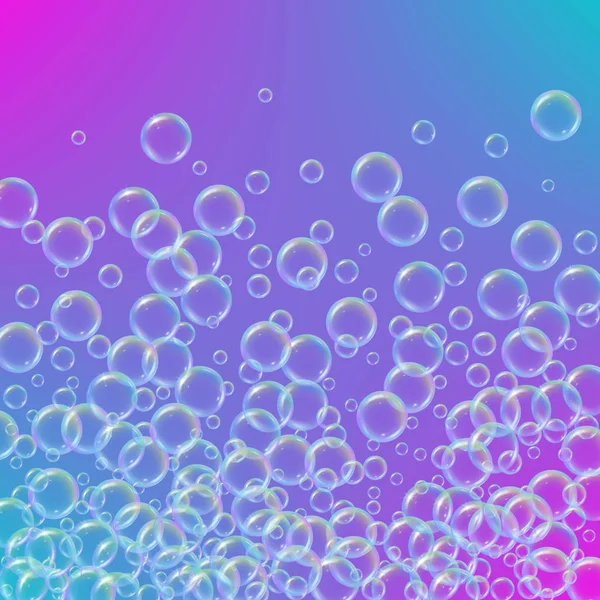 Shampoo foam with colorful realistic bubbles — Stock Vector