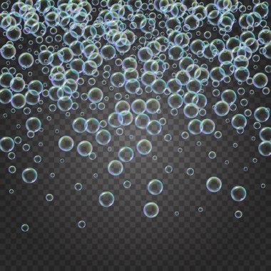 Renkli gerçekçi kabarcıklar köpük şampuan