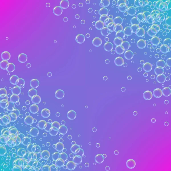 Shampoo-Schaum mit bunten, realistischen Blasen — Stockvektor
