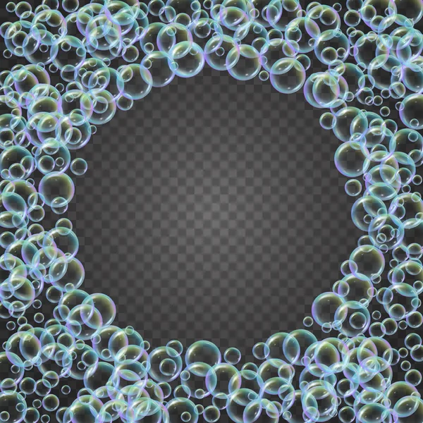 Пена для шампуня с красочными реалистичными пузырями — стоковый вектор