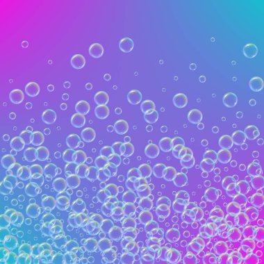 Renkli gerçekçi kabarcıklar köpük şampuan