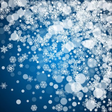 Yeni yıl kar mavi zemin üzerine