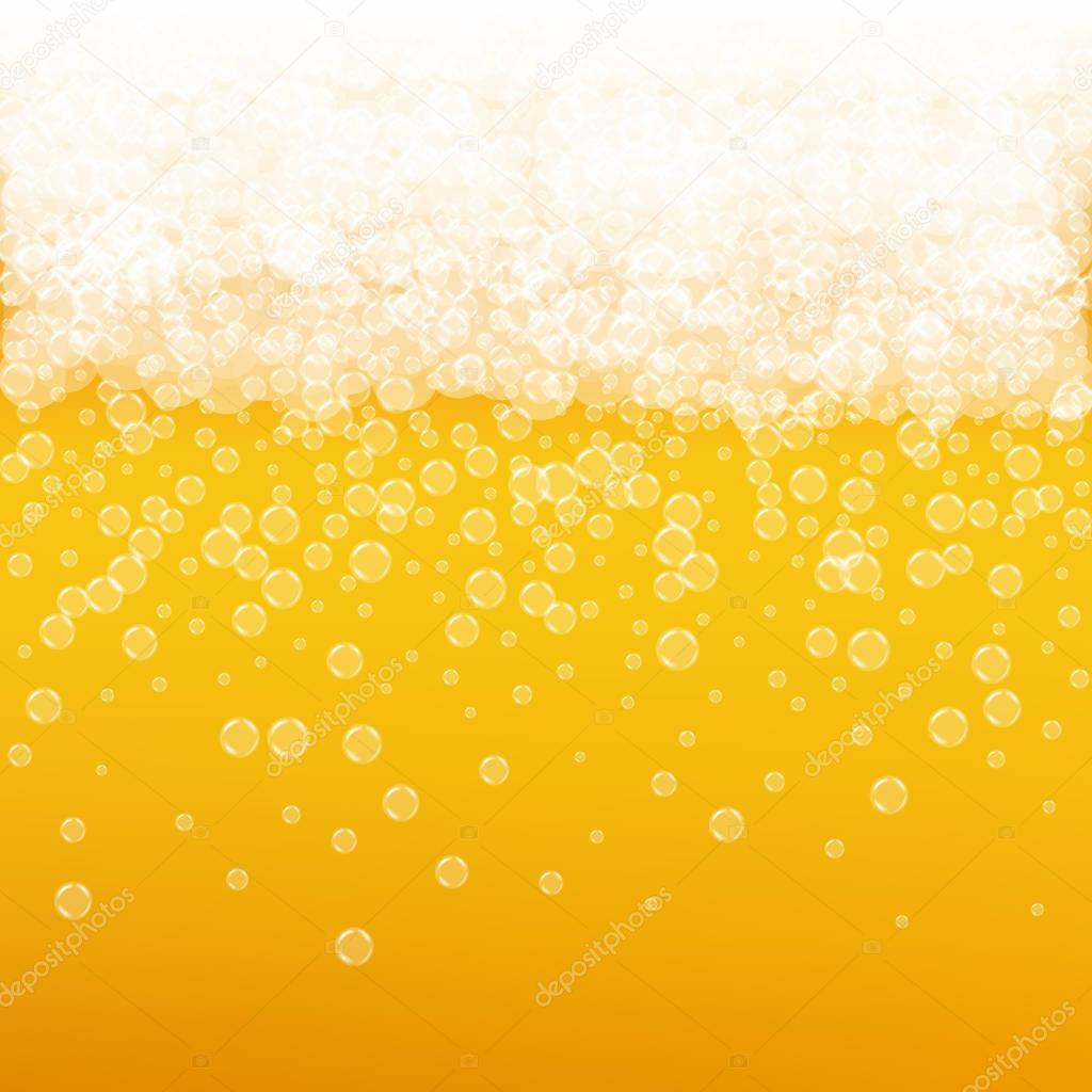 Beer background with realistic bubbles