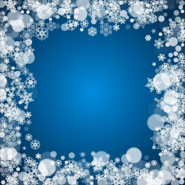 New Year frame with cold snowflakes on blue background — Stock Vector