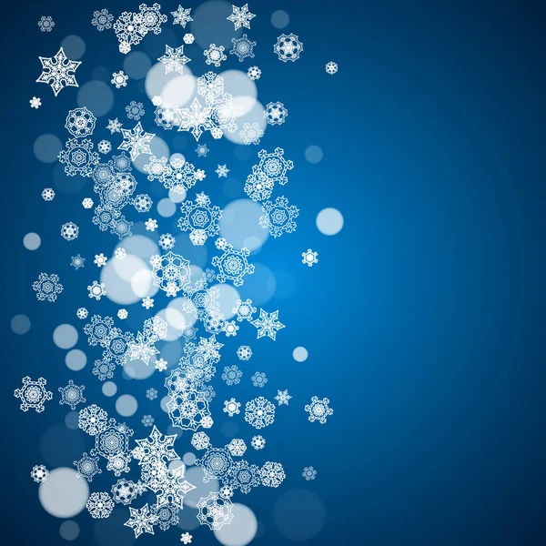 La nieve de Año Nuevo sobre el fondo azul — Vector de stock