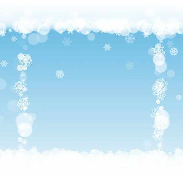 Flocos de neve de Natal no fundo de inverno — Vetor de Stock