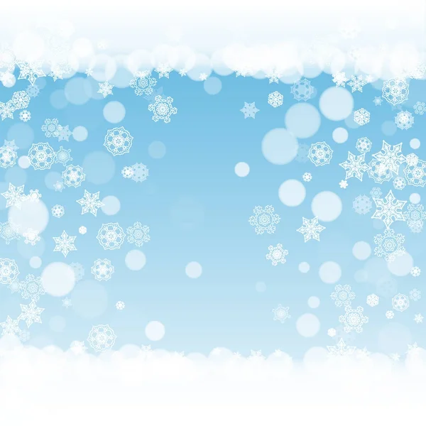 Vánoční vločky na zimní pozadí — Stockový vektor