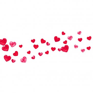 Pembe kalpli sevgililer günü arkaplanı. 14 Şubat günü. Sevgililer Günü için vektör konfetisi. Grunge el çizimi dokusu.