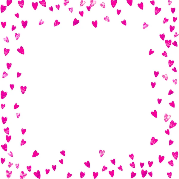 有粉色闪光的心的情人节背景。2月14日情人节背景模板的向量confetti 。手绘手绘纹理. — 图库矢量图片