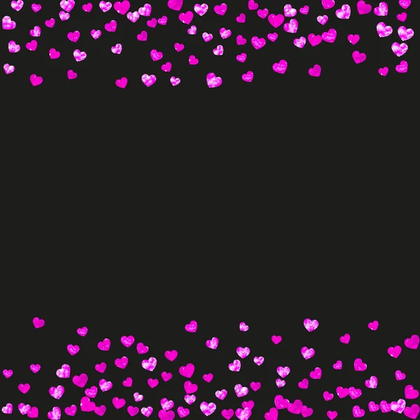 Fondo de San Valentín con corazones de purpurina rosa. 14 de febrero. Vector confetti para plantilla de fondo de San Valentín. Grunge textura dibujada a mano. — Archivo Imágenes Vectoriales