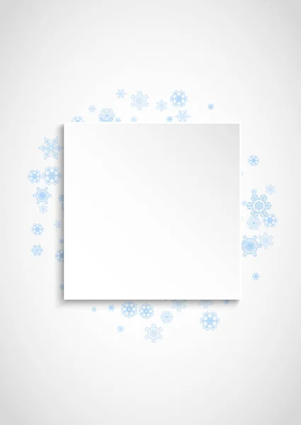 Marco de copos de nieve sobre fondo de papel blanco — Vector de stock