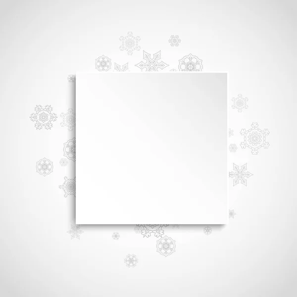 Marco de copos de nieve sobre fondo de papel blanco — Vector de stock