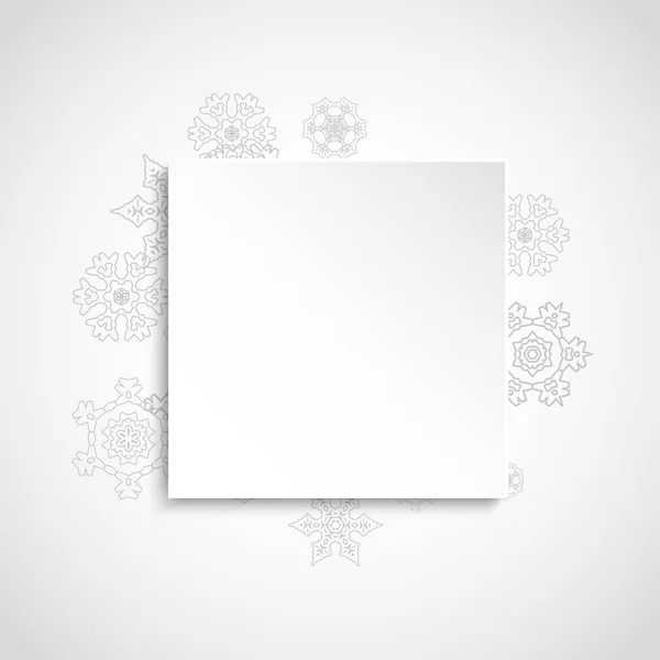 Marco de copos de nieve sobre fondo de papel blanco — Vector de stock