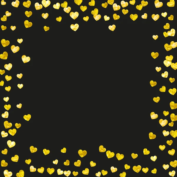 Sfondo San Valentino con cuori glitter oro. 14 febbraio. Coriandoli vettoriali per modello di sfondo valentino. Grunge mano disegnato texture . — Vettoriale Stock