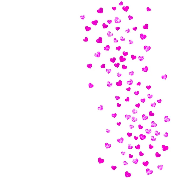 Фон Валентина с розовыми блестящими сердцами. 14 февраля, день. Векторное конфетти для валентинного фона искушают. Измельченная текстура рук. — стоковый вектор
