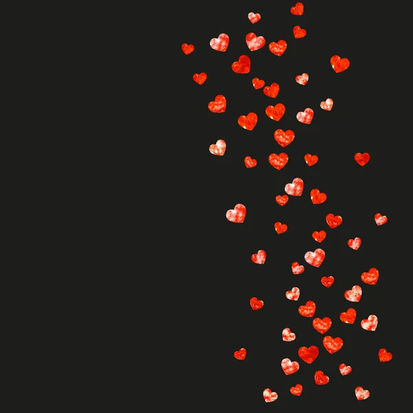 Fondo de San Valentín con corazones de purpurina rosa. 14 de febrero. Vector confetti para plantilla de fondo de San Valentín. Grunge textura dibujada a mano. — Archivo Imágenes Vectoriales