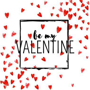 Sevgiliye arka plan ile altın glitter kalpler. Şubat 14 gün. Sevgiliye arka plan şablonu için vektör konfeti. Grunge el çekilmiş doku.