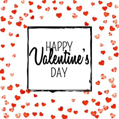 Sevgiliye arka plan ile altın glitter kalpler. Şubat 14 gün. Sevgiliye arka plan şablonu için vektör konfeti. Grunge el çekilmiş doku.