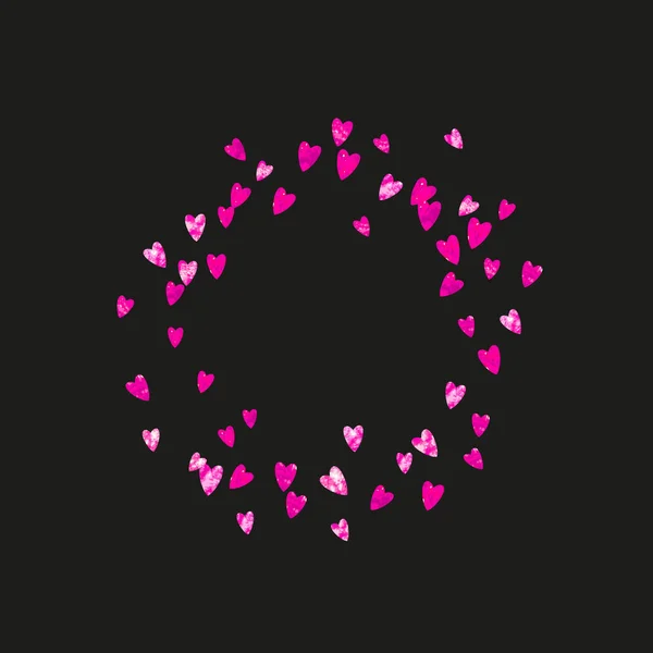 Valentine φόντο με ροζ καρδιές glitter. 14 Φεβρουαρίου. Κονφετί διάνυσμα για πρότυπο βαλεντίνου φόντου. Χειροποίητη υφή grunge. — Διανυσματικό Αρχείο