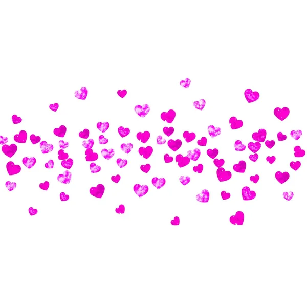 Fondo de San Valentín con corazones de purpurina rosa. 14 de febrero. Vector confetti para plantilla de fondo de San Valentín. Grunge textura dibujada a mano. — Archivo Imágenes Vectoriales