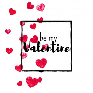 Sevgiliye arka plan ile altın glitter kalpler. Şubat 14 gün. Sevgiliye arka plan şablonu için vektör konfeti. Grunge el çekilmiş doku.