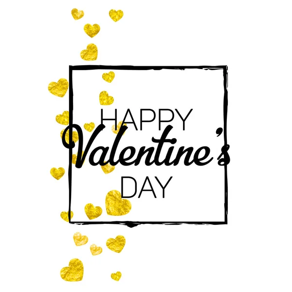 Valentin-nap kártya arany csillogó szívét. Február 14-én. Vektor konfetti a Valentin-nap mintanyomtatvány. Grunge kézzel rajzolt textúra. — Stock Vector