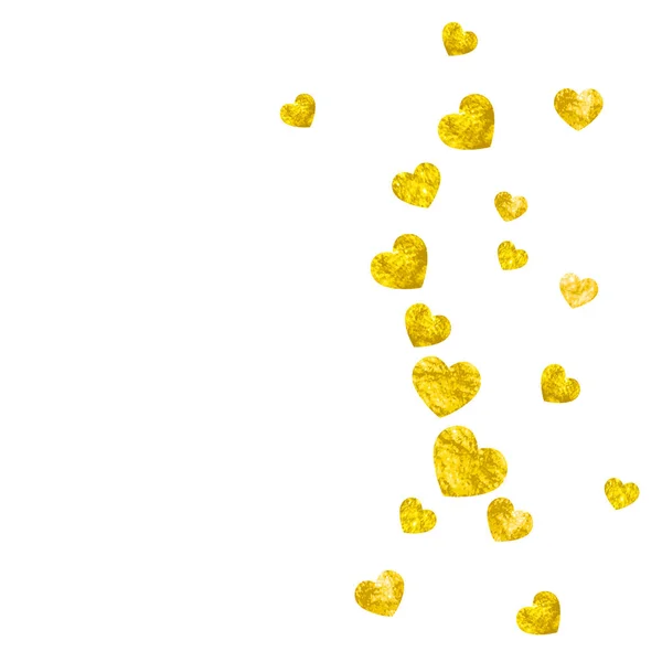 Фон Валентина с золотыми блестящими сердцами. 14 февраля, день. Векторное конфетти для валентинного фона искушают. Измельченная текстура рук . — стоковый вектор