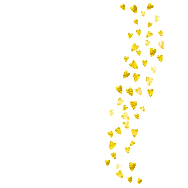 Valentine achtergrond met gouden glitter hart. Februari 14e dag. Vector confetti voor Valentijn achtergrond sjabloon. Grunge hand getekende textuur. — Stockvector