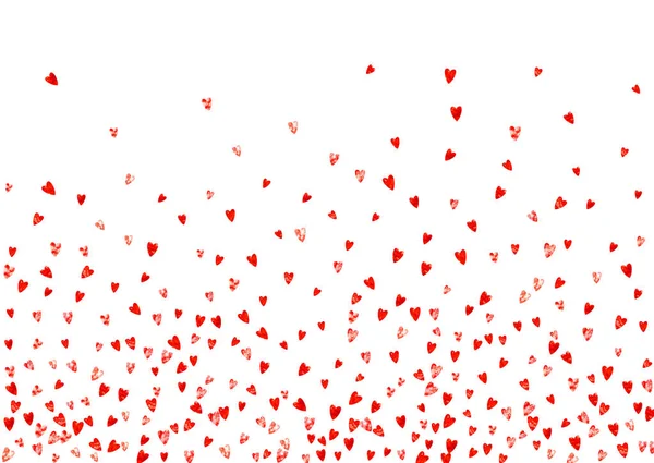 Fondo de San Valentín con corazones de purpurina rosa. 14 de febrero. Vector confetti para plantilla de fondo de San Valentín. Grunge textura dibujada a mano. — Vector de stock