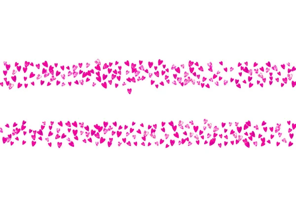 Fundo dos namorados com corações brilhantes rosa. 14 de Fevereiro. Vector confetti para o modelo de fundo dos namorados. Grunge mão desenhada textura. — Vetor de Stock
