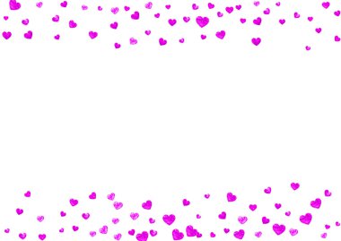 Pembe kalpli sevgililer günü arkaplanı. 14 Şubat günü. Sevgililer Günü için vektör konfetisi. Grunge el çizimi dokusu.