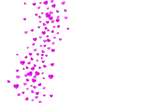 Fundo dos namorados com corações brilhantes rosa. 14 de Fevereiro. Vector confetti para o modelo de fundo dos namorados. Grunge mão desenhada textura. — Vetor de Stock