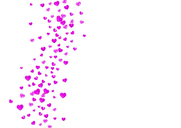 Valentinstag Hintergrund mit rosa Glitzerherzen. 14. Februar. Vektor-Konfetti für valentine Hintergrundvorlage. Grunge handgezeichnete Textur. — Stockvektor