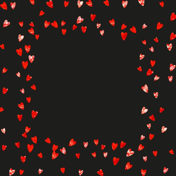 Valentinstag Hintergrund mit rosa Glitzerherzen. 14. Februar. Vektor-Konfetti für valentine Hintergrundvorlage. Grunge handgezeichnete Textur. — Stockvektor
